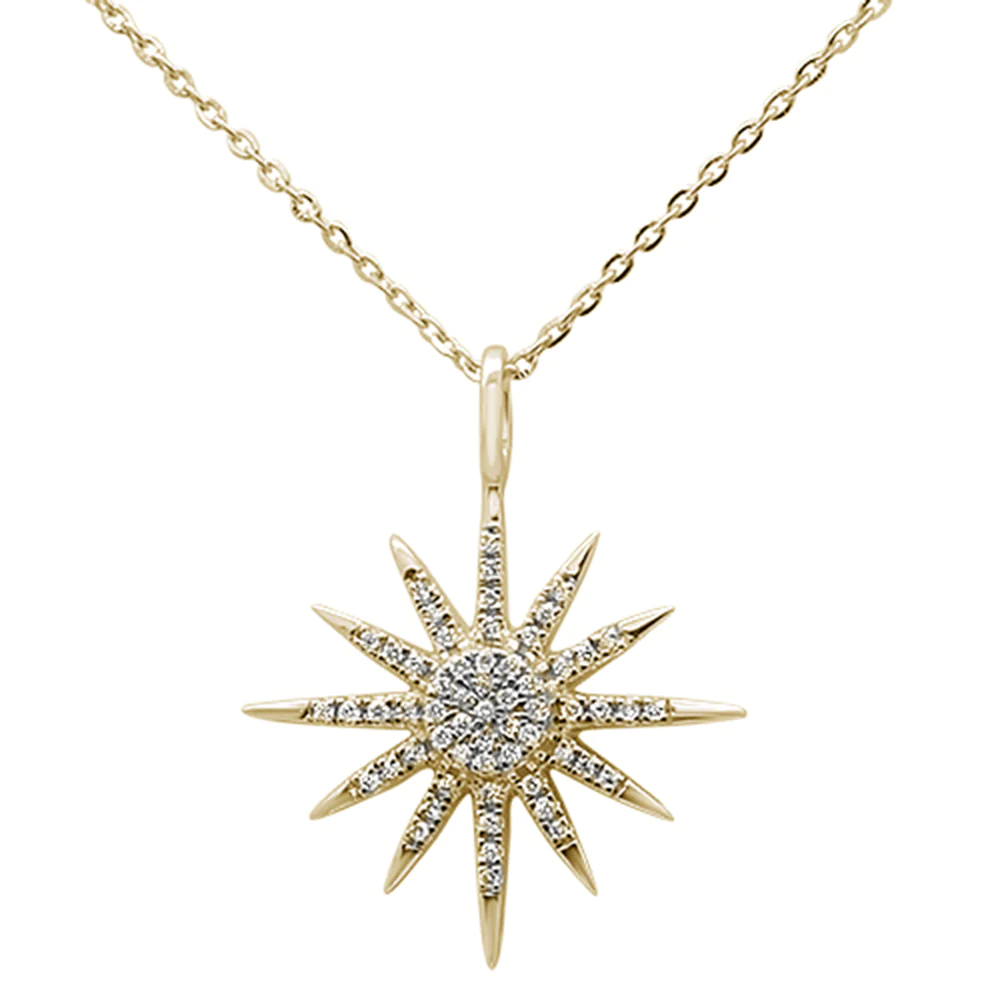 14kt Yellow Gold Trendy Starburst Necklace 16