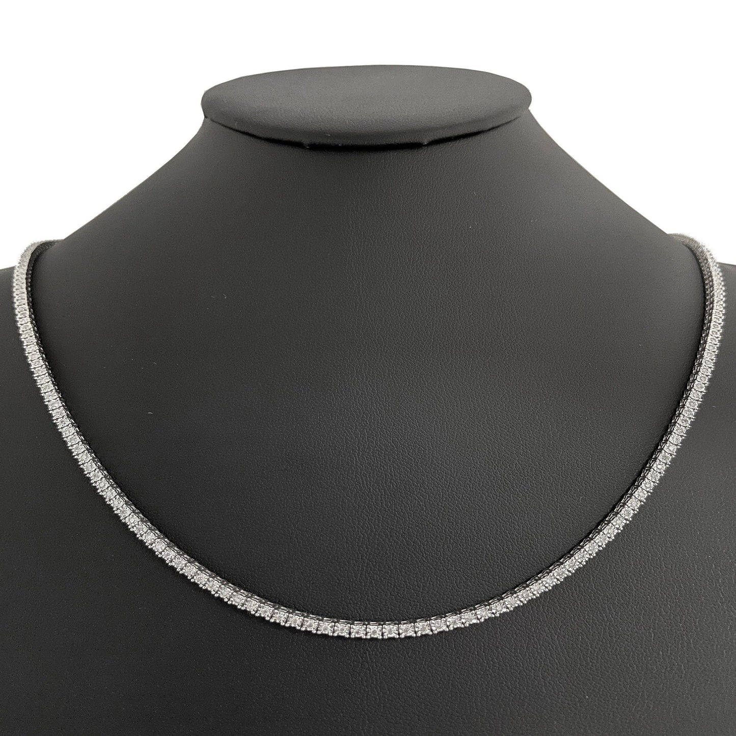 14K White Gold Tennis Miracle Illusion Necklace 16"