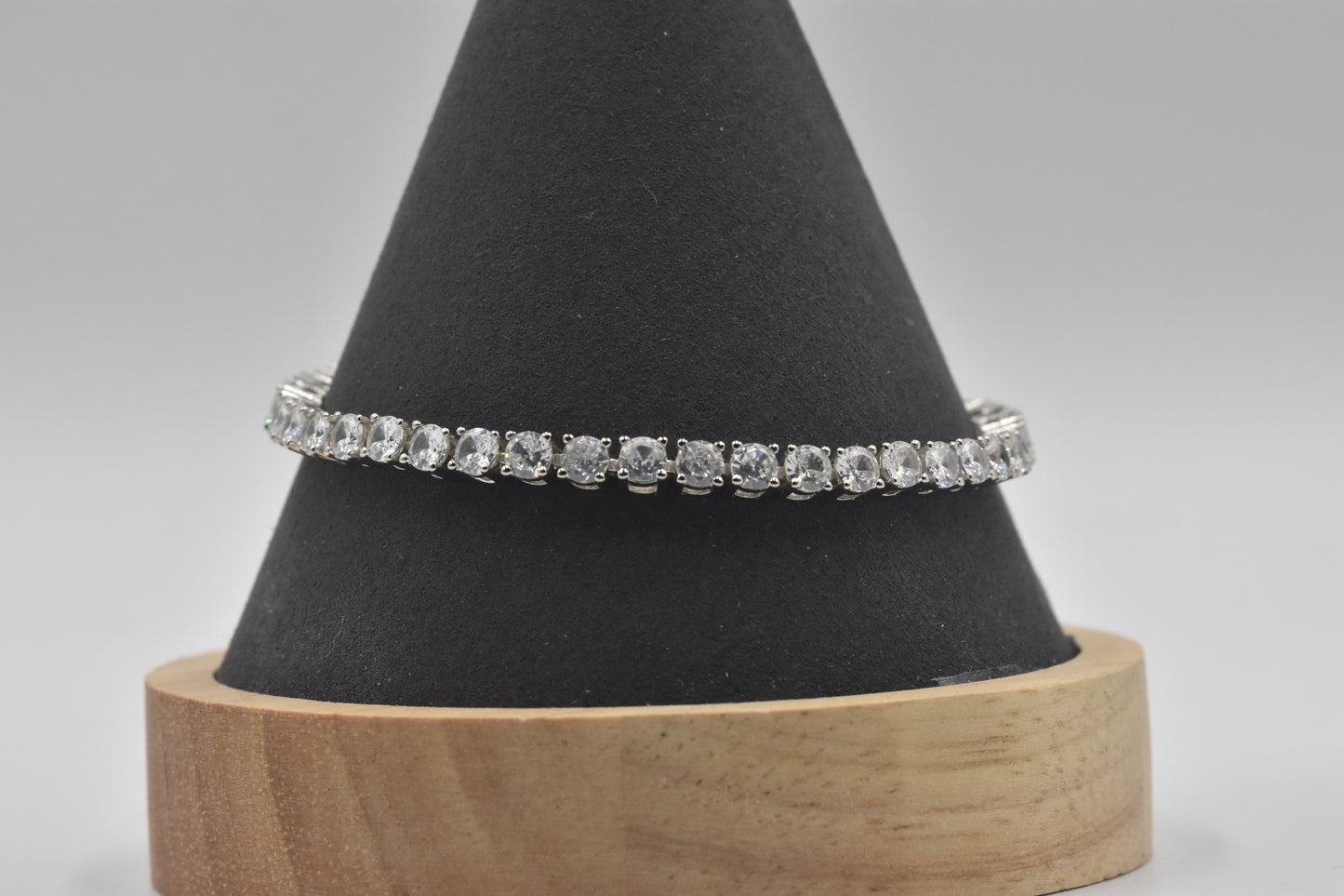 Sterling Silver Bracelet Round Cubic Zirconia