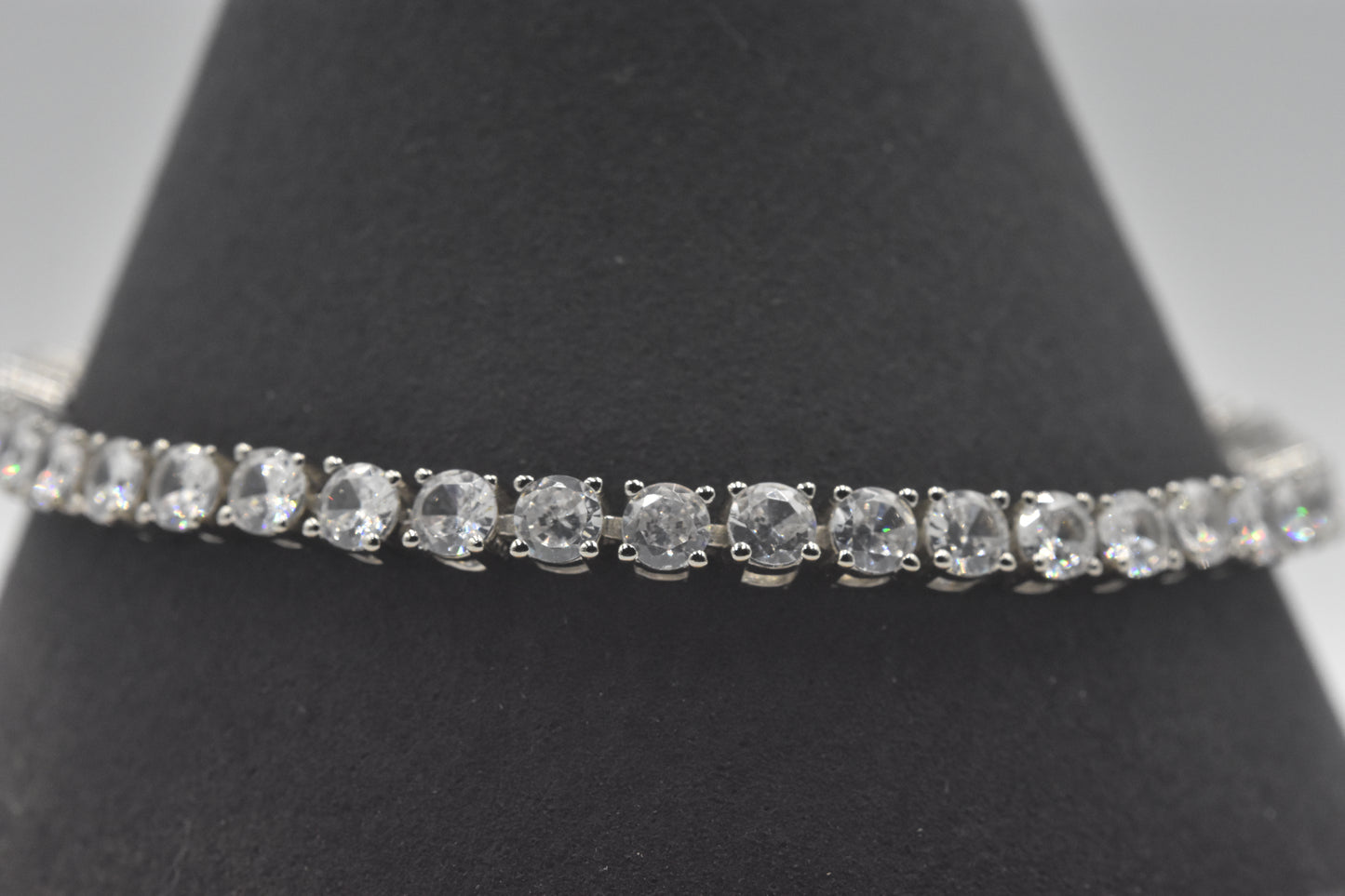 Sterling Silver Bracelet Round Cubic Zirconia