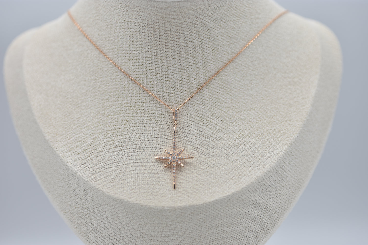 14K Rose Gold Diamond Starburst Pendant Necklace