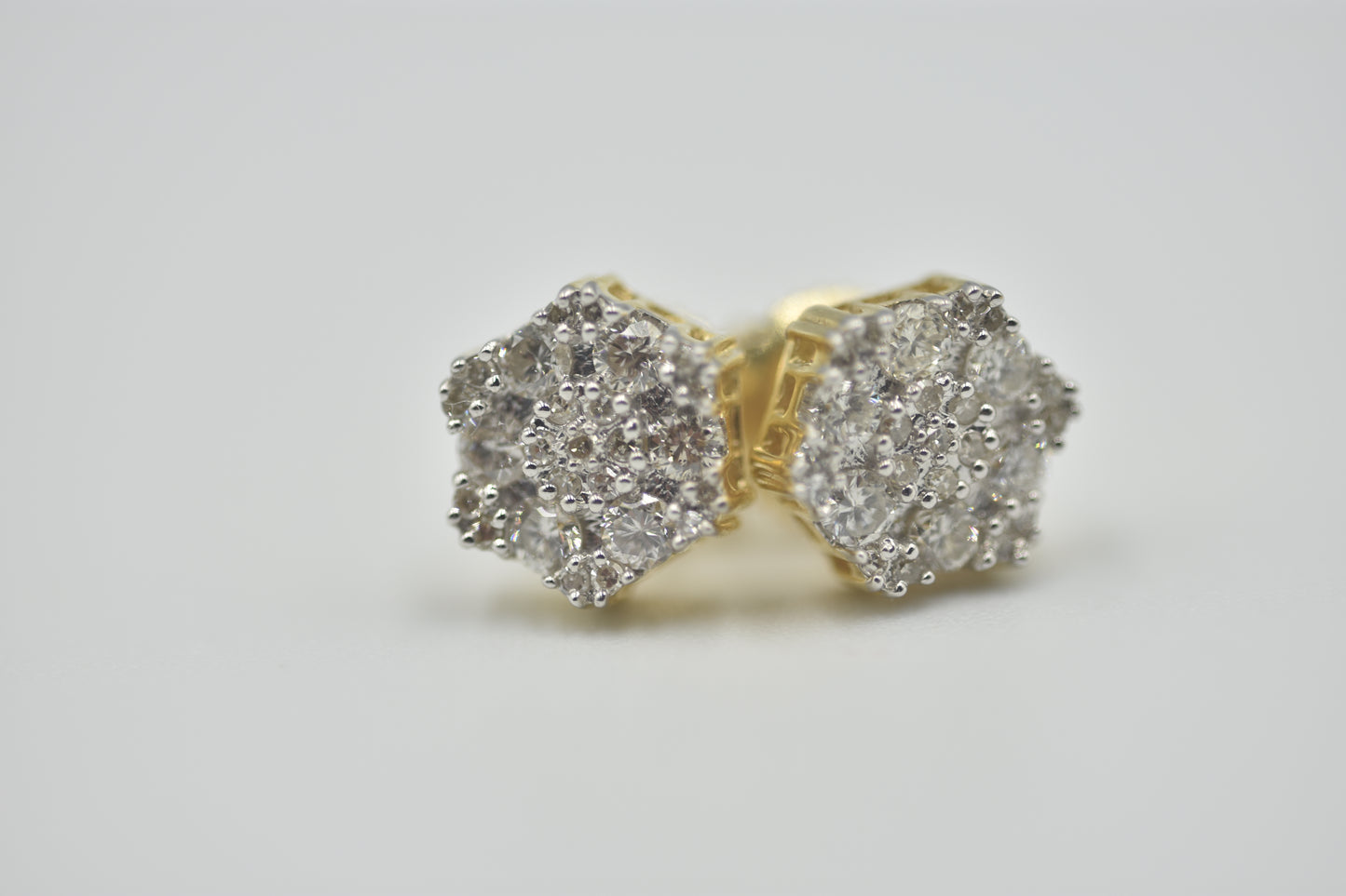 10k Yellow Gold Diamond Stud Snowflake Earrings